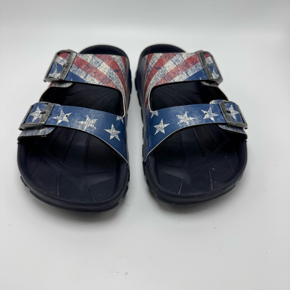 Birkis Birkenstock Patriotic Slide Sandals Size 38 US W 7/7.5 M 5/5.5 Comfort - Picture 4 of 12